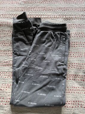 Gray 'Be a Good Person' Printed Women's Jogger Pants